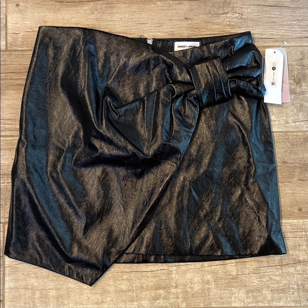 Sunset & Spring NWT Black Faux Patent Leather Mini Skirt
